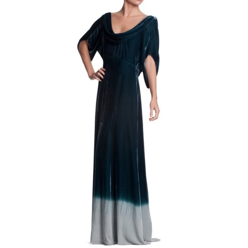BCBGMaxAzria RUNWAY Teal and Gray Ombre Women's Gown